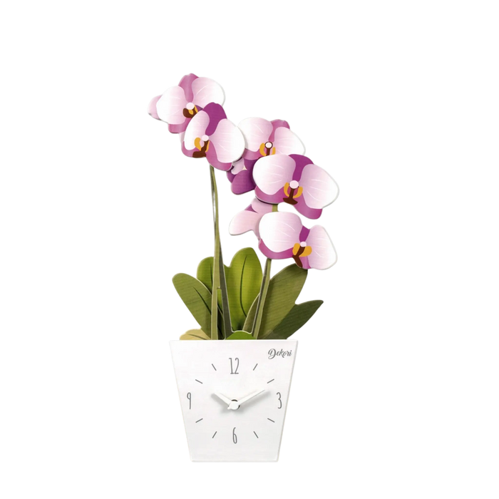 Relógio Decorativo Vaso de Flores em Madeira-Dekori