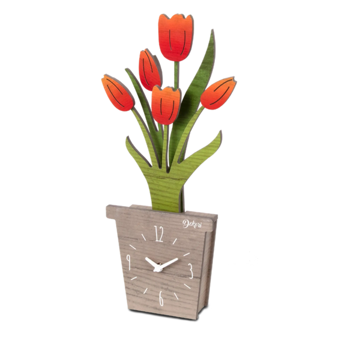 Relógio Decorativo Vaso de Flores em Madeira-Dekori 01
