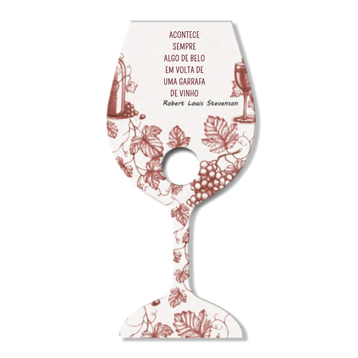 Porta-Garrafas Copo de Vinho em Madeira-Dekori