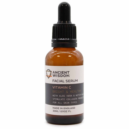 Sérum Facial de Vitamina C com Aloe Vera e Hamamélis – Hidratação Profunda e Estímulo de Colágeno – 30ml