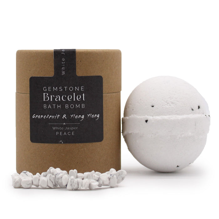 Bomba de Banho com Pulseira de Gemas Jaspe Branco — Toranja, Ylang Ylang e Sal Marinho