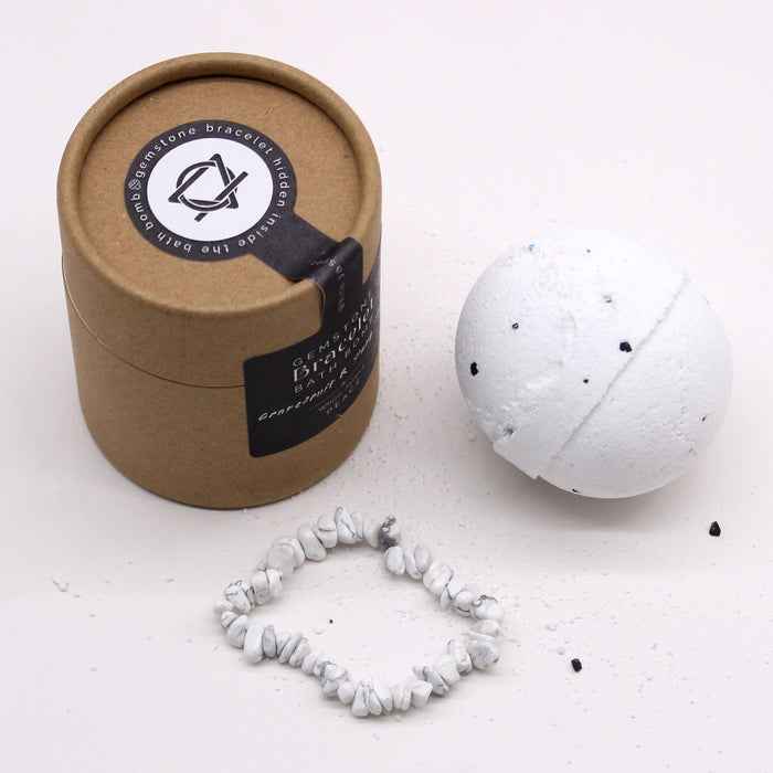 Bomba de Banho com Pulseira de Gemas Jaspe Branco — Toranja, Ylang Ylang e Sal Marinho