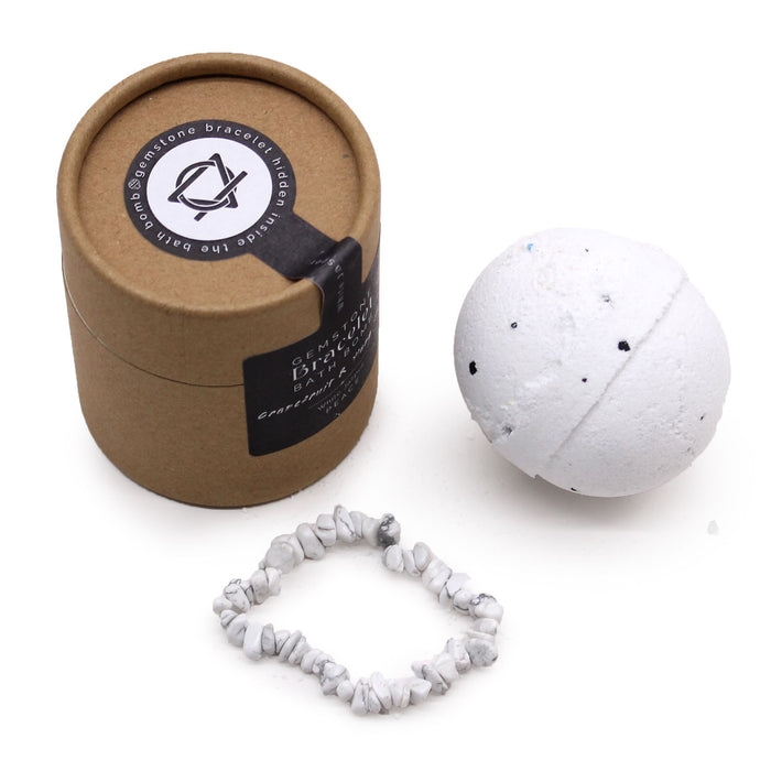 Bomba de Banho com Pulseira de Gemas Jaspe Branco — Toranja, Ylang Ylang e Sal Marinho