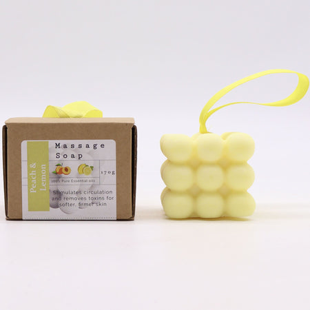 Sabonetes de Massagem Individuais em Caixa – Pêssego e Limão | Presente Único