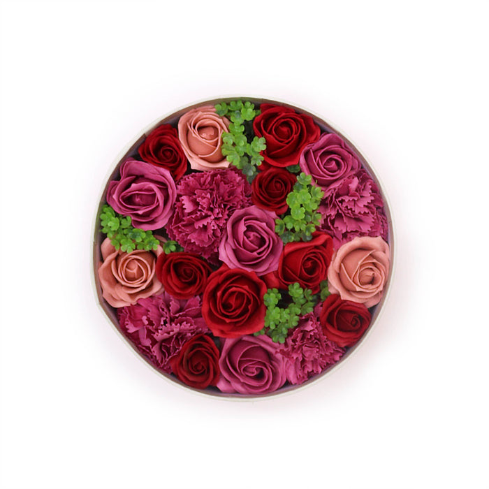 Caixa Redonda Vintage Rosas – Presente Sofisticado com Flores de Sabonete para Momentos Inesquecíveis