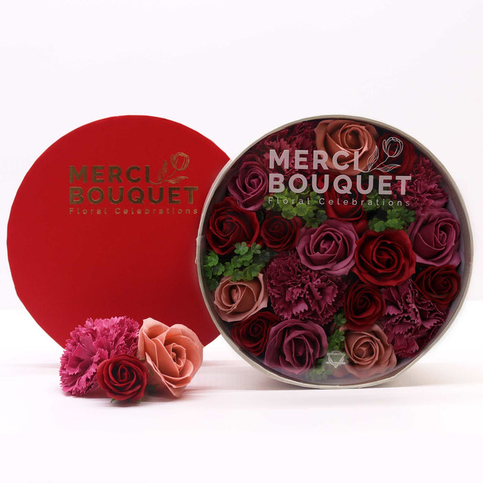 Caixa Redonda Vintage Rosas – Presente Sofisticado com Flores de Sabonete para Momentos Inesquecíveis