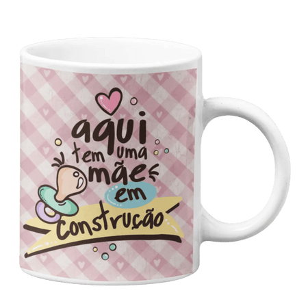 Caneca exclusiva "Aqui tem uma Mãe" para mães especiais – 300 ml, cerâmica portuguesa