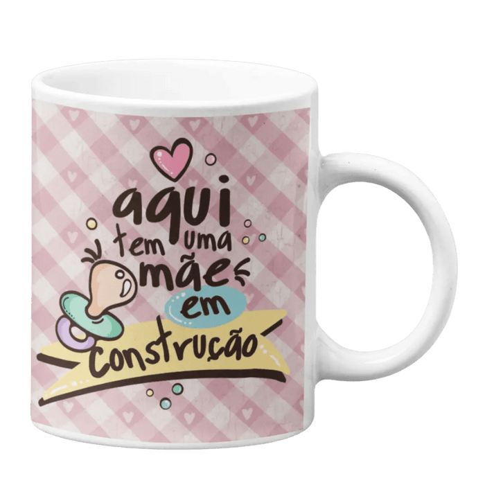 Caneca exclusiva "Aqui tem uma Mãe" para mães especiais – 300 ml, cerâmica portuguesa