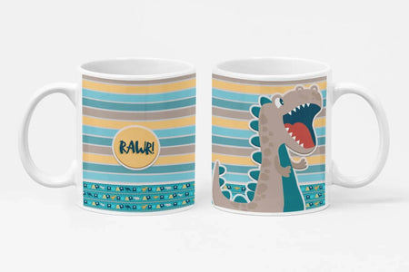 Caneca Cerâmica Dino Boy 002 - Personalizável para Crianças, Exclusiva, Produzida em Portugal