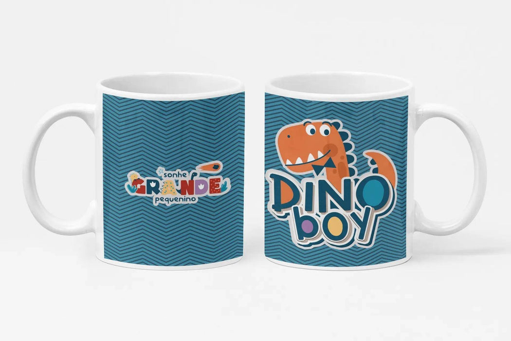 Caneca de Cerâmica Dino Boy 006 – Presente Divertido e Exclusivo para Crianças, Produzido em Portugal pela Charmy Gift Store®