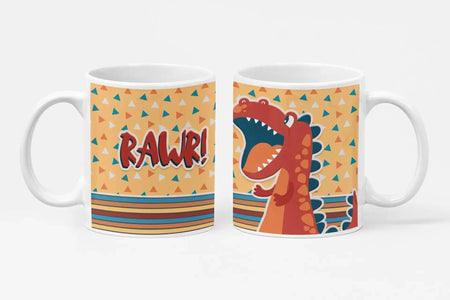 Caneca de Cerâmica Dino Boy 007 Personalizável – Diversão e Estilo para Crianças