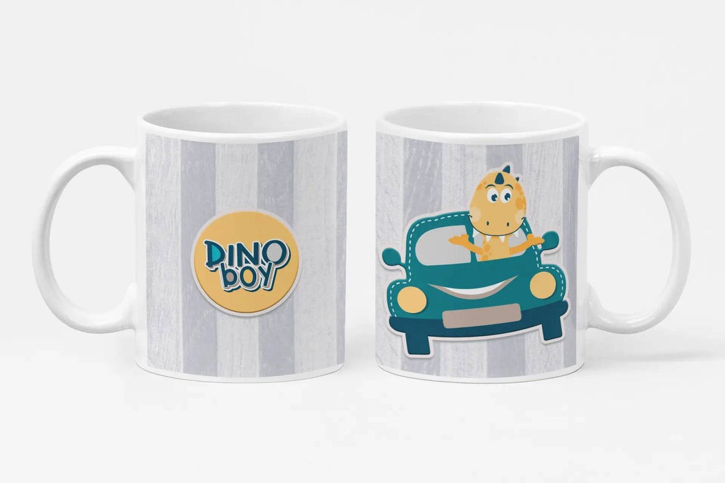 Caneca de Cerâmica Dino Boy 010 – Presente Artesanal Exclusivo para Crianças, Feito em Portugal pela Charmy Gift Store®