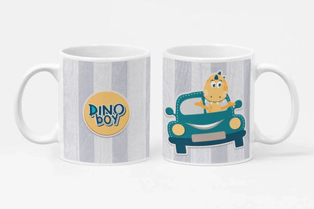 Caneca de Cerâmica Dino Boy 010 – Presente Artesanal Exclusivo para Crianças, Feito em Portugal pela Charmy Gift Store®