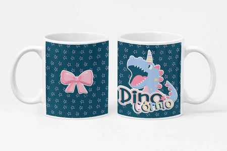 Caneca de Cerâmica Dino Girl 012 – Presente Personalizado Exclusivo para Crianças – Feito em Portugal