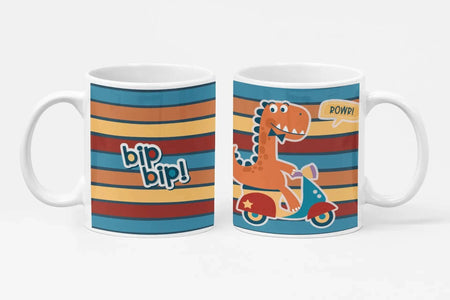 Caneca de Cerâmica Dino Boy 008 Infantil - Presente Artesanal Personalizável de Portugal