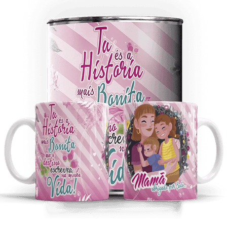 Caneca Exclusiva para o Dia da Mãe - Ref. 4002, Dimensões 9 cm de Altura x 8 cm de Diâmetro A minha loja Vestuário e acessórios