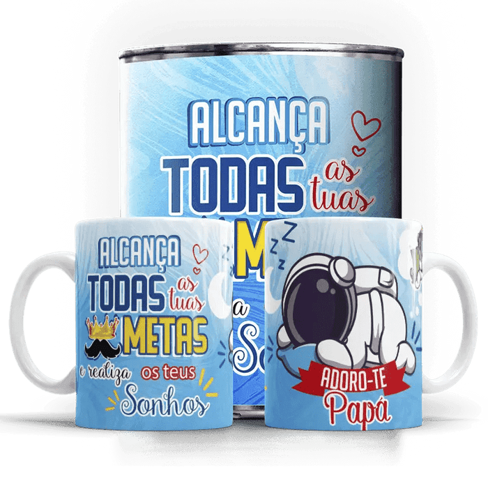 Caneca dia do Pai Alcança todas as tuas metas A minha loja Casa e Decoração