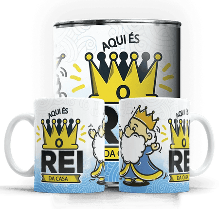 Caneca Dia do Pai Aqui és o Rei da Casa A minha loja Casa e Decoração