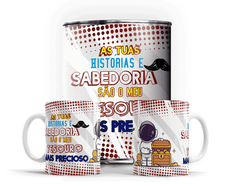 Caneca Dia do Pai As tuas Histórias e Sabedoria... A minha loja Casa e Decoração