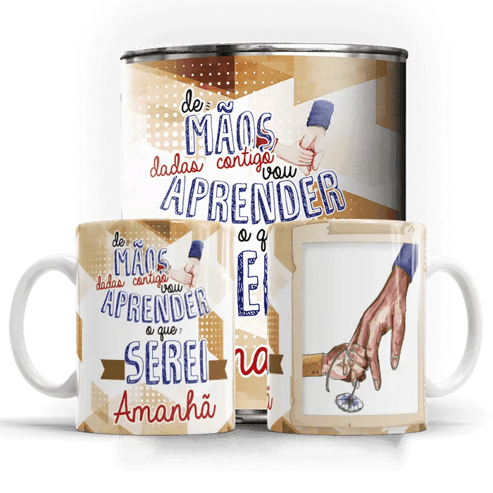 Caneca Dia do Pai De mãos dadas contigo... A minha loja Casa e Decoração