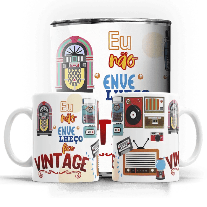 Caneca Dia do Pai Eu não envelheço...Fico Vintage A minha loja Casa e Decoração