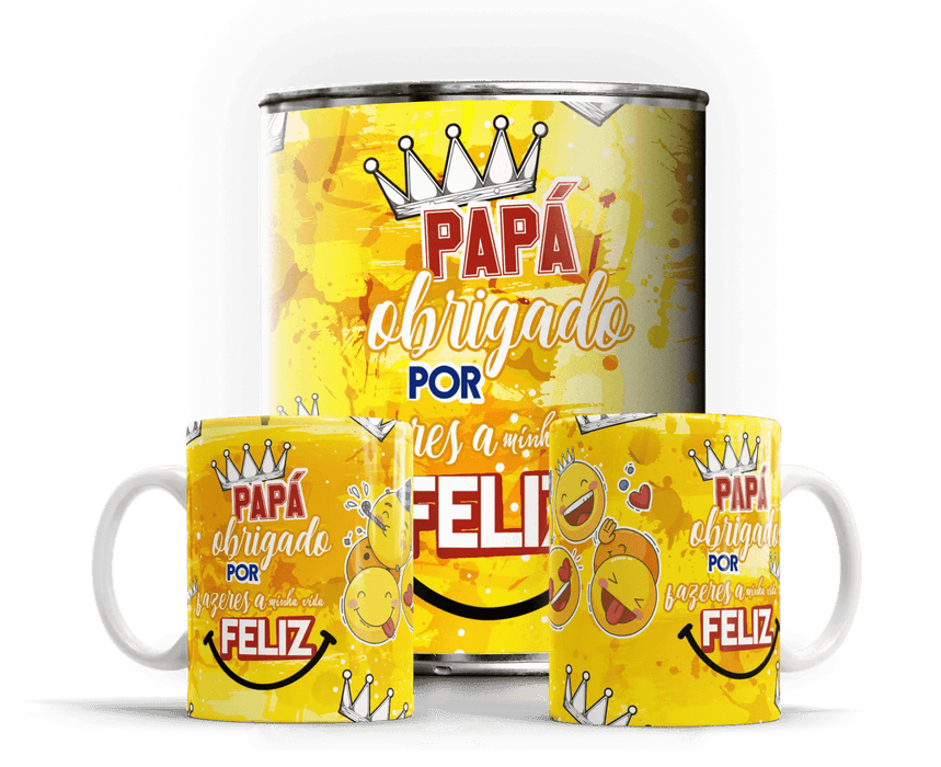Caneca Dia do Pai Papá obrigado por fazeres a minha vida Feliz A minha loja Casa e Decoração