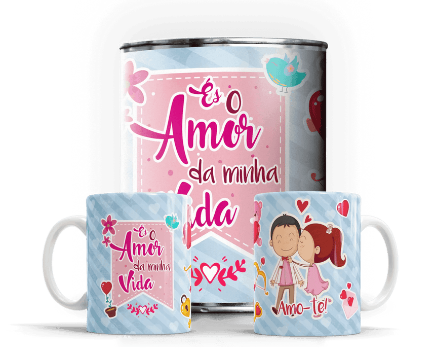 Caneca em Lata Dia dos Namorados – Presente Único e Charmoso da Charmy Gift Store® A minha loja Casa e Decoração