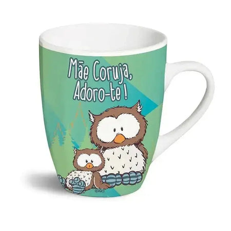 Caneca Exclusiva Mãe Coruja, Adoro-Te! – Feita em Porcelana por Charmy Gift Store® Nici Casa e Decoração