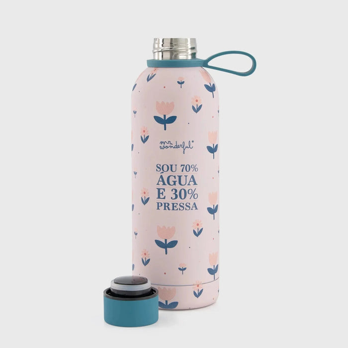 Garrafa térmica - Sou 70% água e 30% pressa - Charmy Gift Store