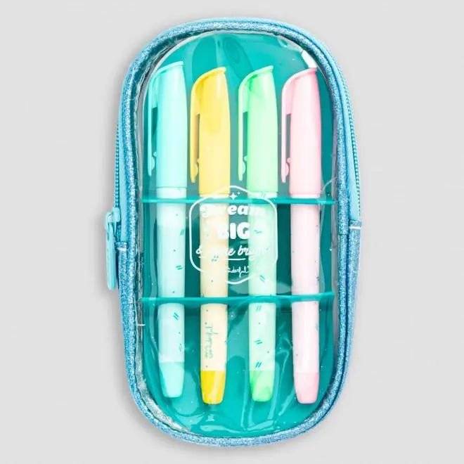 KIT de sublinhadores com estojo let the fun begin A minha loja Papelaria