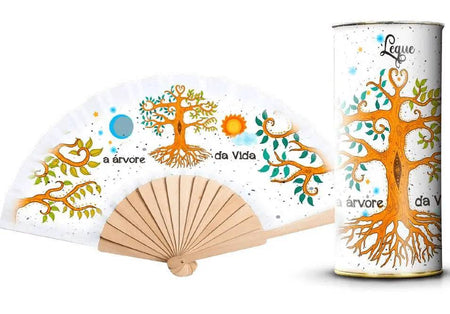Leque Artesanal Árvore da Vida com Varetas de Madeira - Ref. AB3006