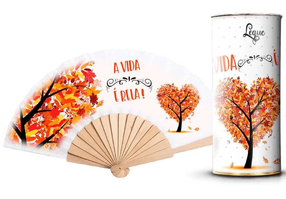 Leque Árvore da Vida com Varetas de Madeira - Modelo AB3003