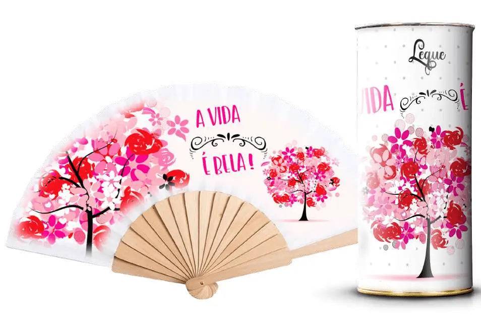 Leque Árvore da Vida com Varetas de Madeira - Modelo AB3002
