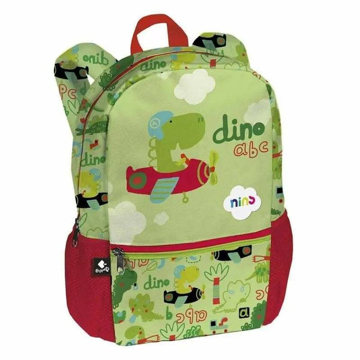 Mochila infantil verde com desenho de dinossauro. A minha loja Papelaria