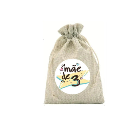 Saco de Presente para o Dia da Mãe 024 - Tecido Resistente em Poliéster e Juta, 13x18 cm