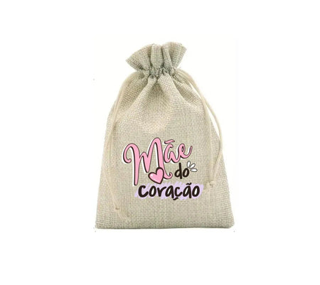 Saco de Presente para o Dia da Mãe em Poliéster e Juta 13x18cm – Charmy Gift Store ®