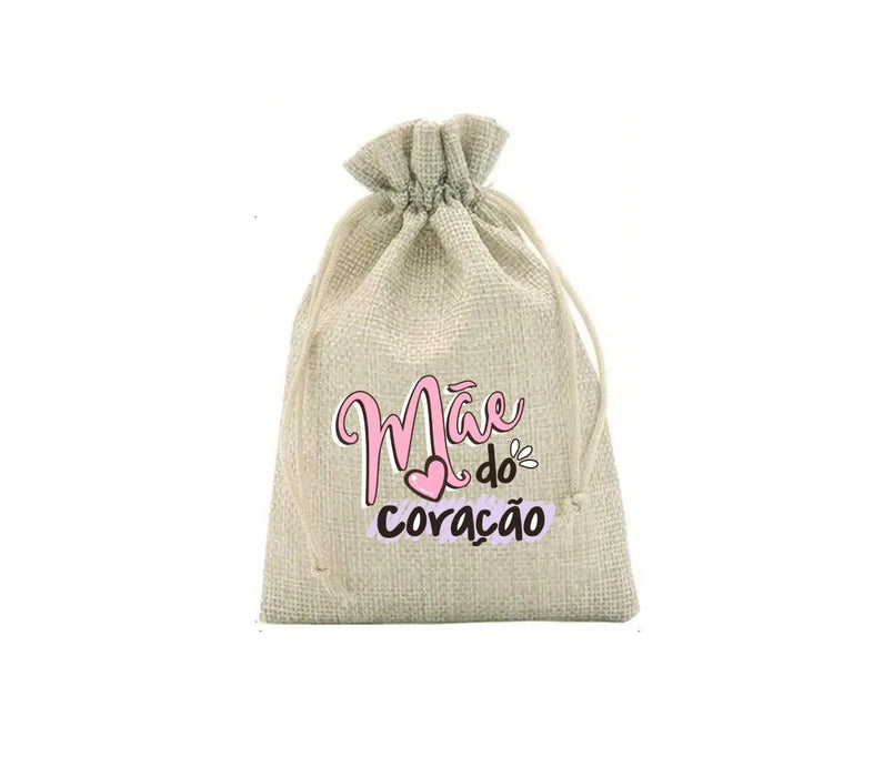 Saco de Presente para o Dia da Mãe em Poliéster e Juta 13x18cm – Charmy Gift Store ®