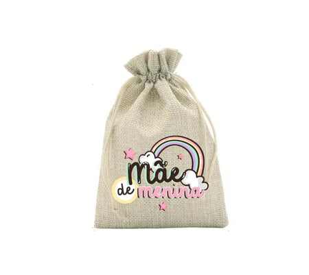 Saco de Presente para Mãe em Poliéster e Juta – 13x18 cm, Durável e Ecológico