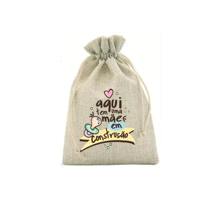 Saco de Presente para o Dia da Mãe 032 – Tecido Forte em Poliéster e Juta, 13x18cm, Produzido em Portugal - Charmy Gift Store®
