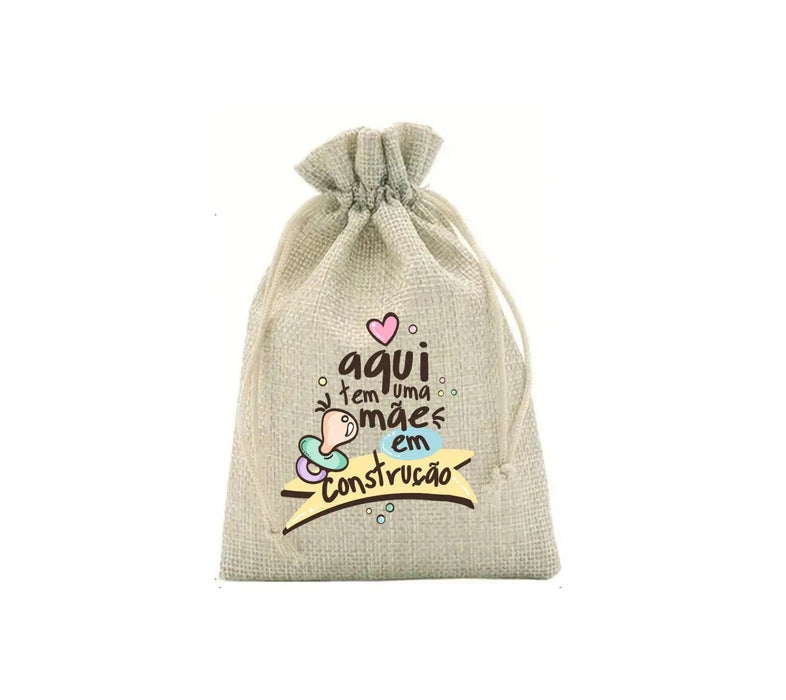 Saco de Presente para o Dia da Mãe 032 – Tecido Forte em Poliéster e Juta, 13x18cm, Produzido em Portugal - Charmy Gift Store®