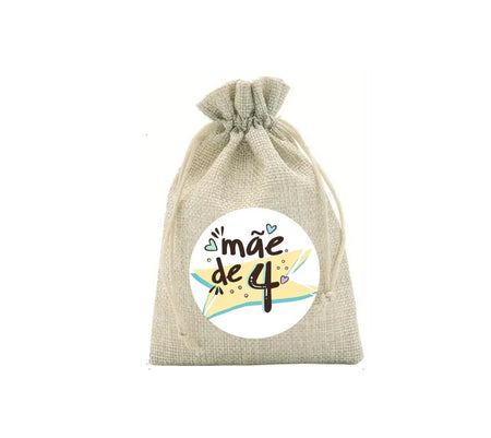 Saco de Presente para Mãe em Poliéster e Juta – Tecido Resistente e Ecológico, 13x18 cm, Charmy Gift Store®