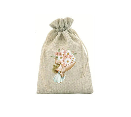 Saco Presente Dia da Mãe em Poliéster e Juta 13x18cm - Charmy Gift Store ®