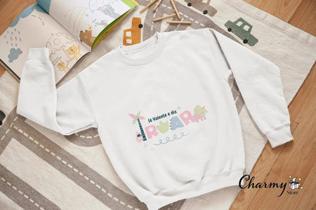 Sweatshirt Dino Menina Exclusiva 006 – Conforto e Estilo Para o Dia a Dia da Sua Menina