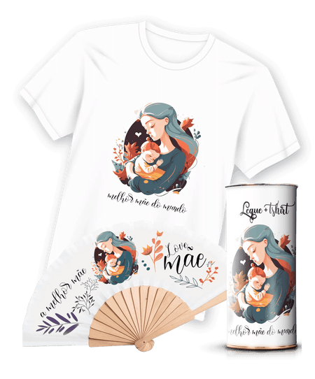 Camiseta com Estampa de Leque Mãe A minha loja Vestuário e acessórios