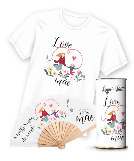Camiseta com Estampa Leque Mãe - 100% Algodão, Modelos Decote Redondo e Decote em V, Tamanhos S a XXL A minha loja Vestuário e acessórios