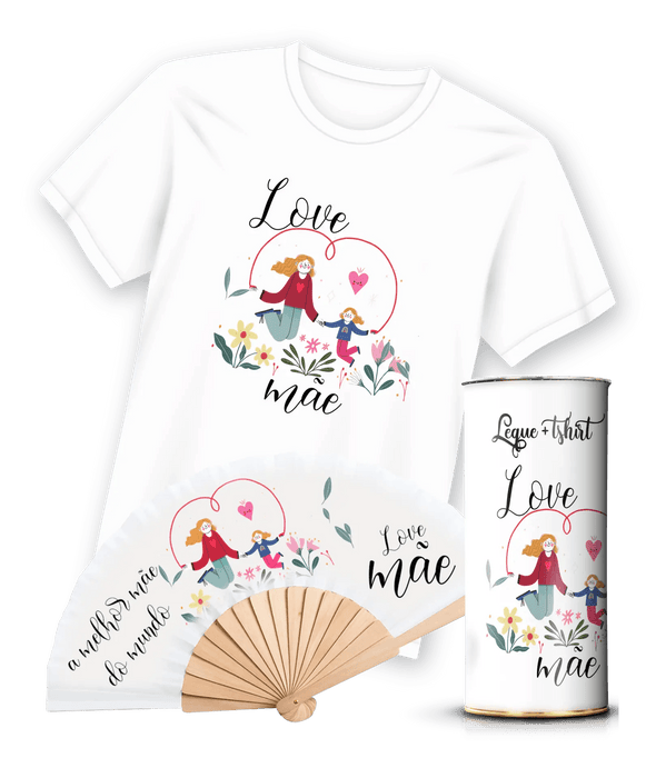 Camiseta com Estampa Leque Mãe - 100% Algodão, Modelos Decote Redondo e Decote em V, Tamanhos S a XXL A minha loja Vestuário e acessórios
