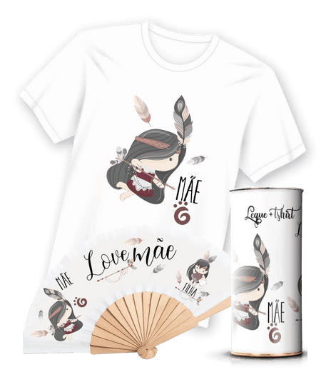 Camiseta com Estampa de Leque para Mães A minha loja Vestuário e acessórios