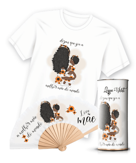Camiseta com Estampa de Leque para Mãe A minha loja Vestuário e acessórios