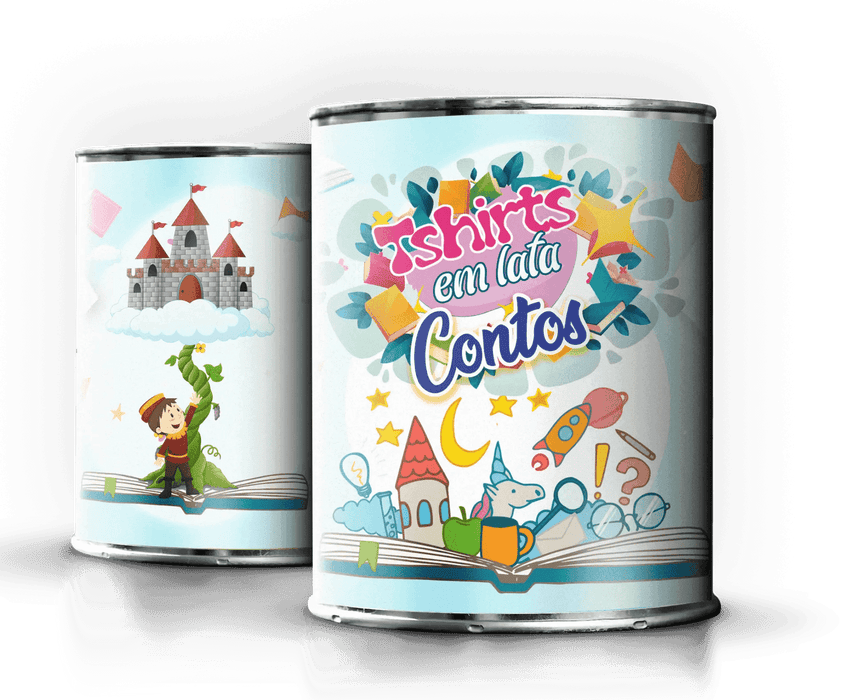 Camiseta em Lata 'João e o Pé de Feijão' – Presente Único e Criativo Charmy Gift Store ® A minha loja Vestuário e acessórios