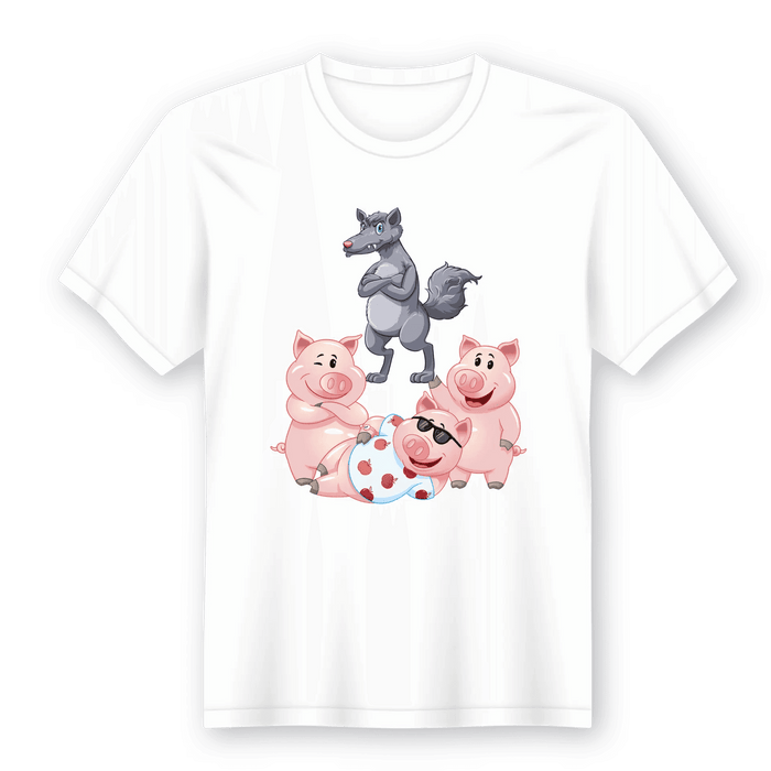 Camiseta em Lata Os Três Porquinhos – Presente Único e Criativo, Feito em Portugal pela Charmy Gift Store® A minha loja Vestuário e acessórios